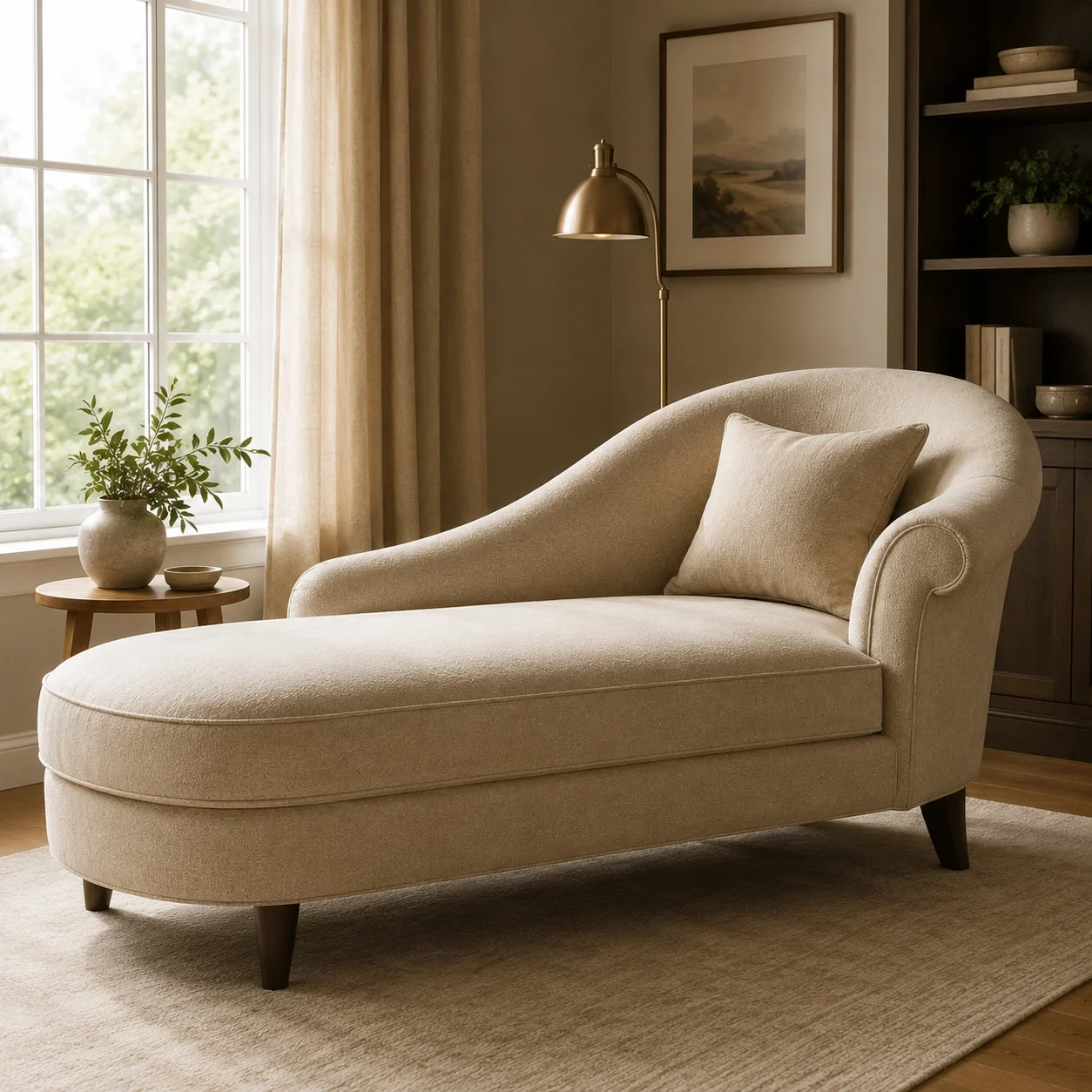 Elegant chaise lounge with curved back