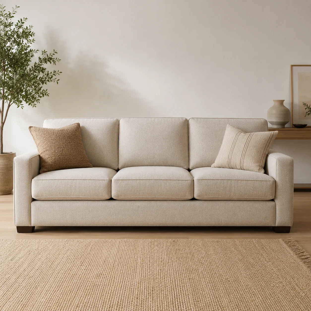 Standard sofa with three seats and clean arms